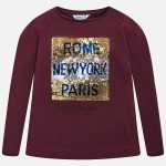 Bordowa koszulka Mayoral z cekinową aplikacją dla dziewczynki   