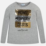 Szara koszulka Mayoral z cekinową aplikacją dla dziewczynki  