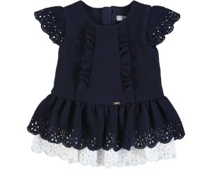 Sukienka Mayoral z falbankami, ażurowa dla dziewczynki  